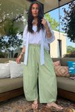 Arbi Gingham Relaxed Barrel Pant Green